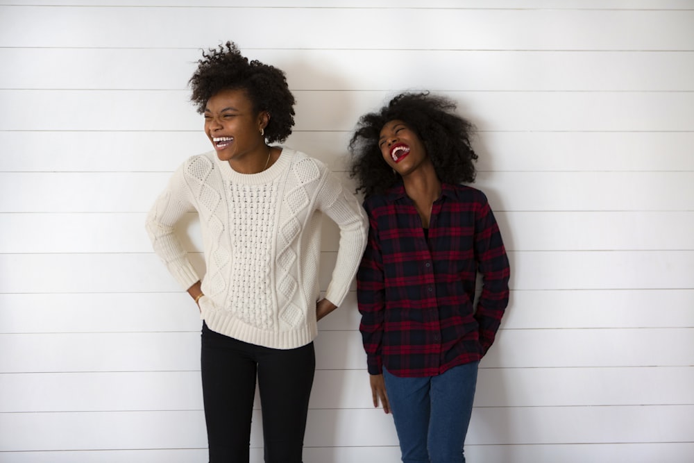 two woman smiling