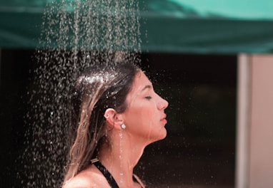 woman taking a shower