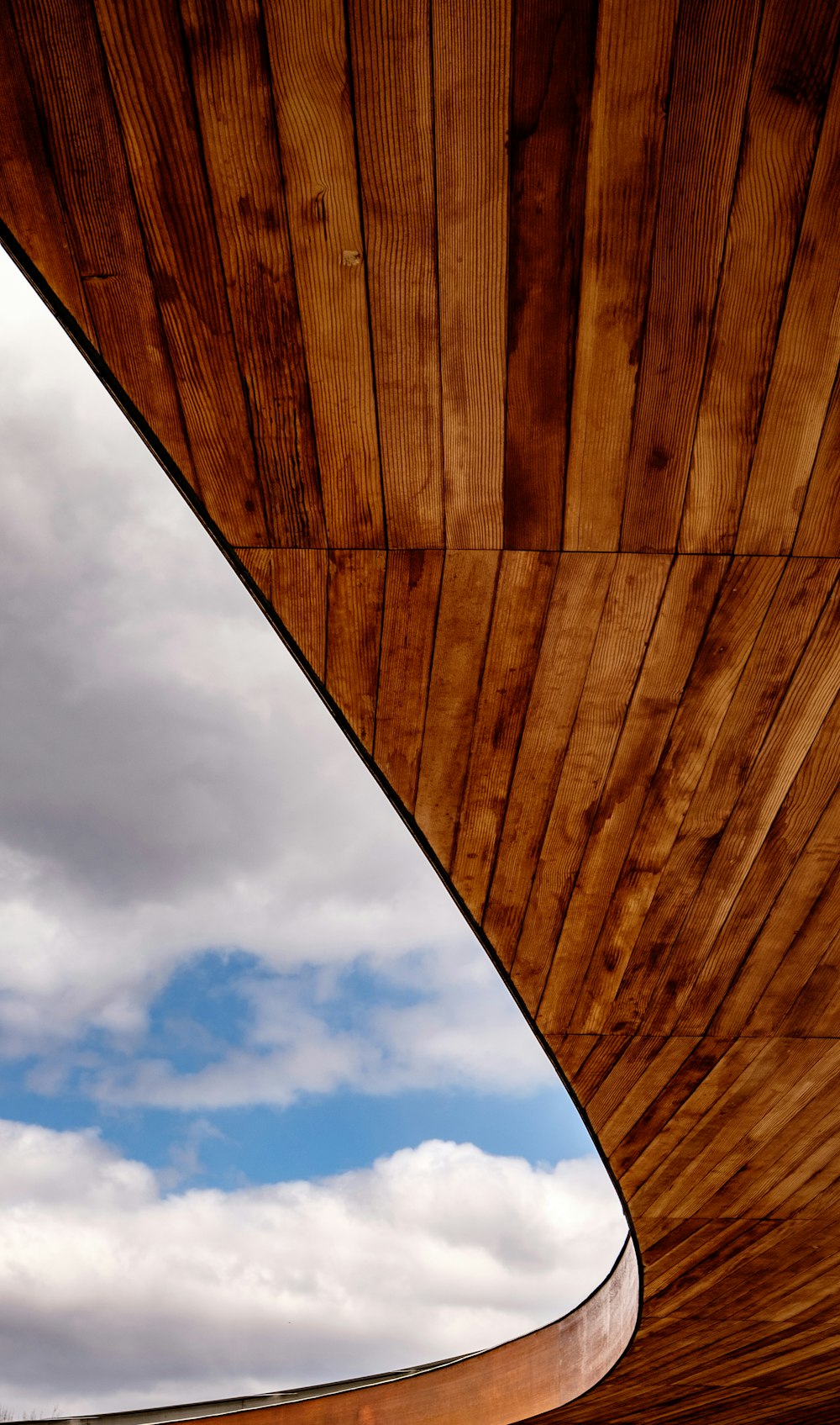 brown parquet wood under the cloudy sky