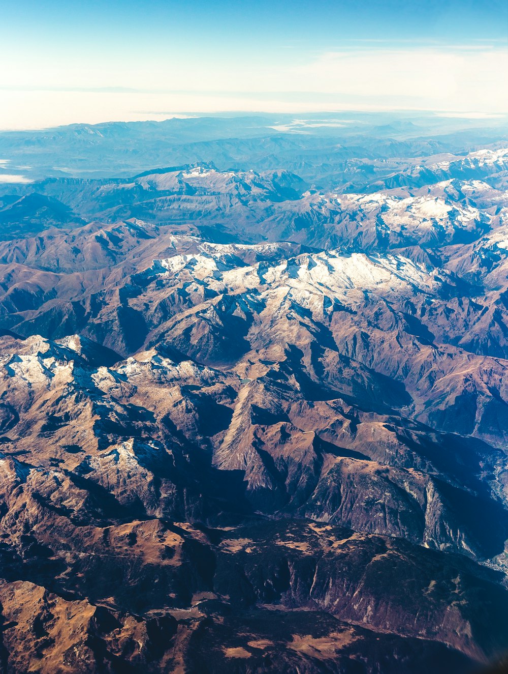 Vue aérienne des montagnes