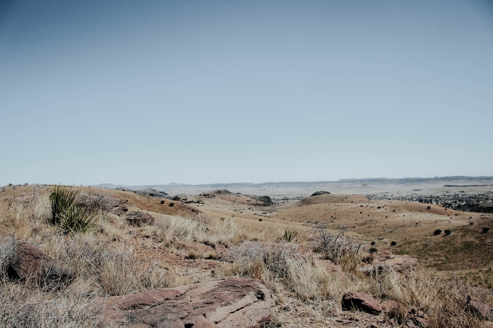 brown hills under clear sky