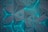 An array of three-dimensional geometric shapes featuring triangular pyramids arranged in a symmetrical pattern. The shapes have a glowing cyan outline, creating a futuristic and dynamic visual effect against a dark background.