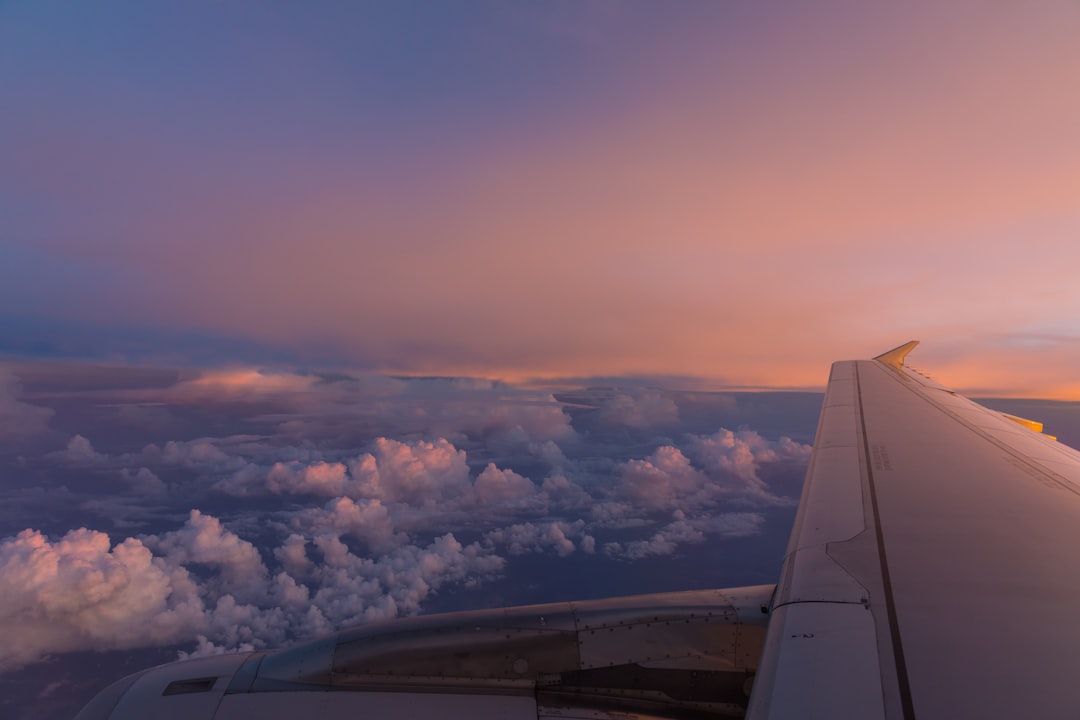 photo from inside of aircraft on flight, Just a photo taken on an airline in the sky.