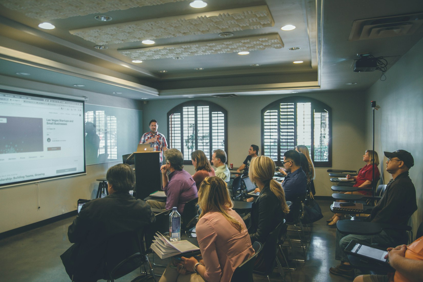 Man giving a presentation to an audience