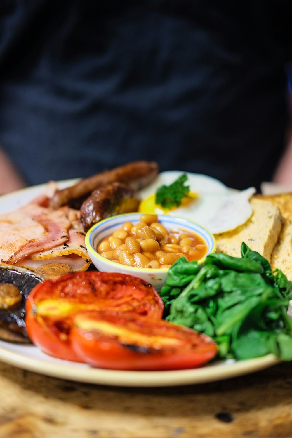 food photography of grilled foods with beans