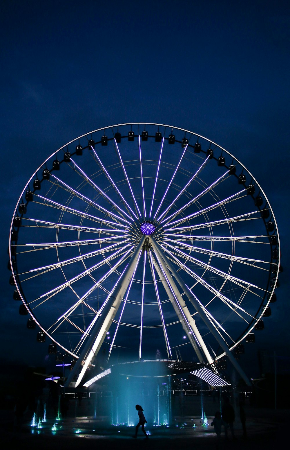 roda gigante de prata durante a noite
