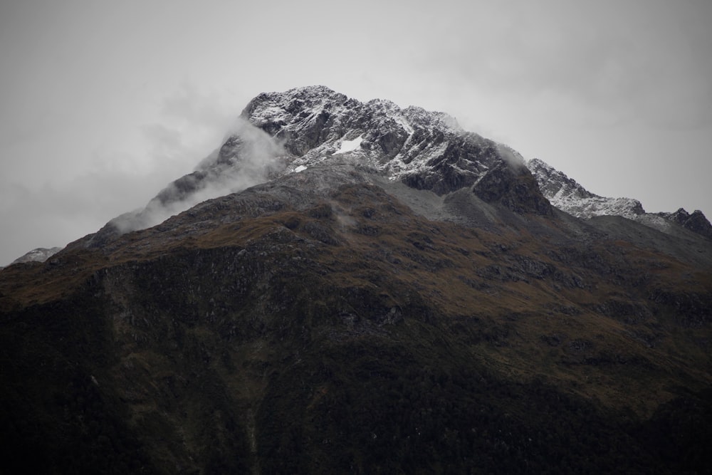 mountain range with clouds