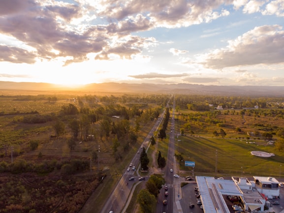 A scenic landscape captured during a pleasure travel journey, showcasing vibrant colors and open roads.
