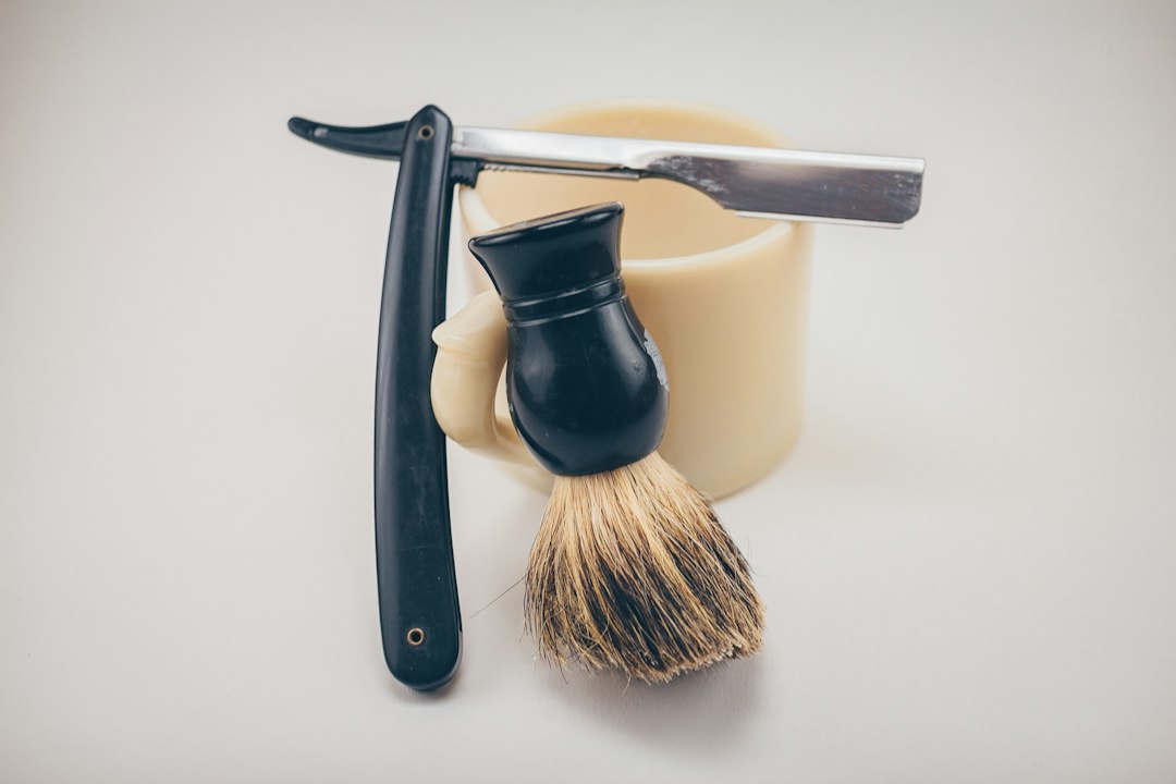 shaving cream jar and brush