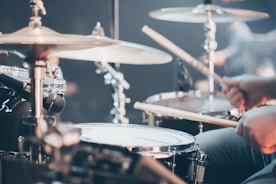 playing drums in rehearsal studio