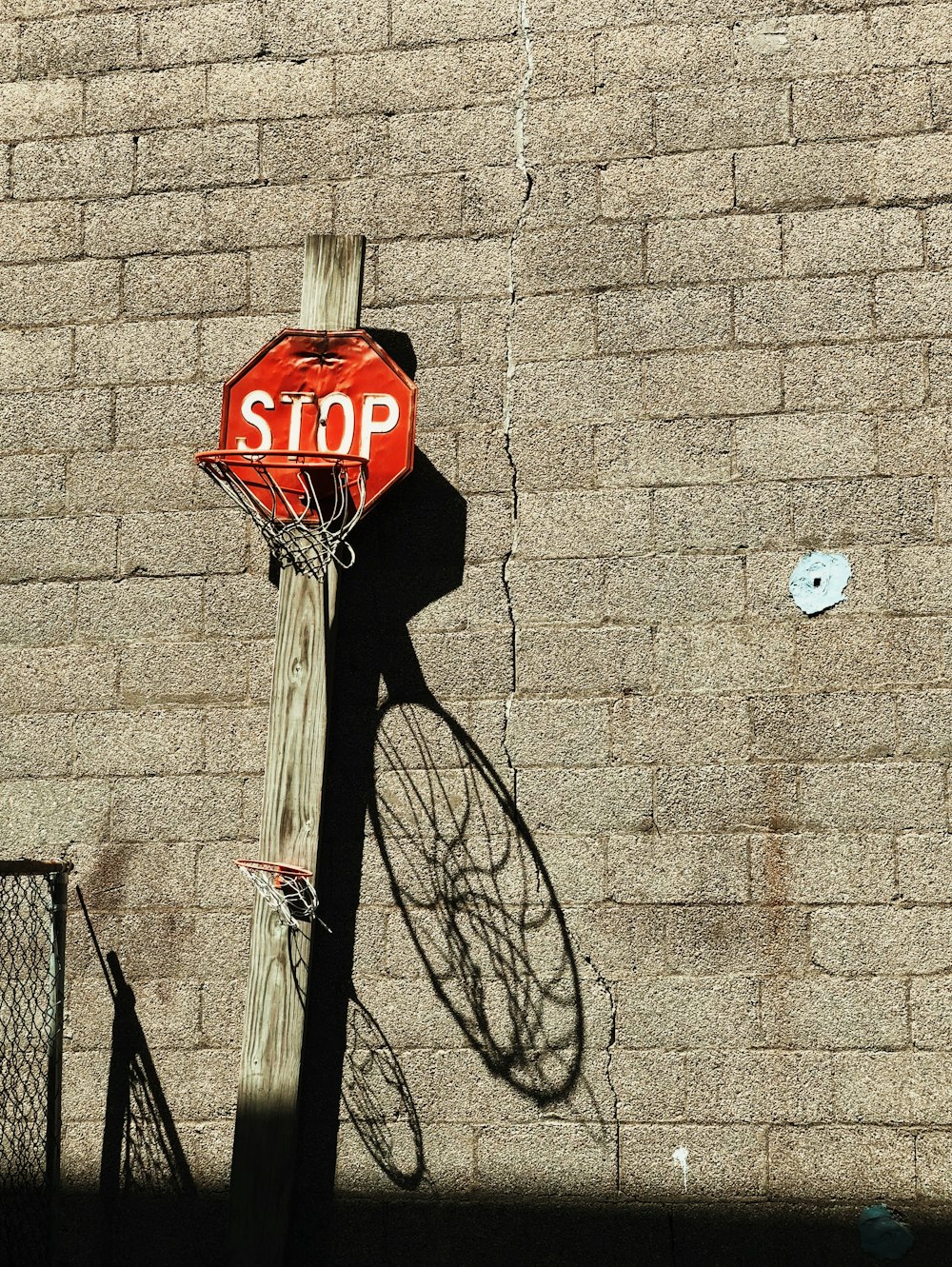 stop road signage basketball hoop