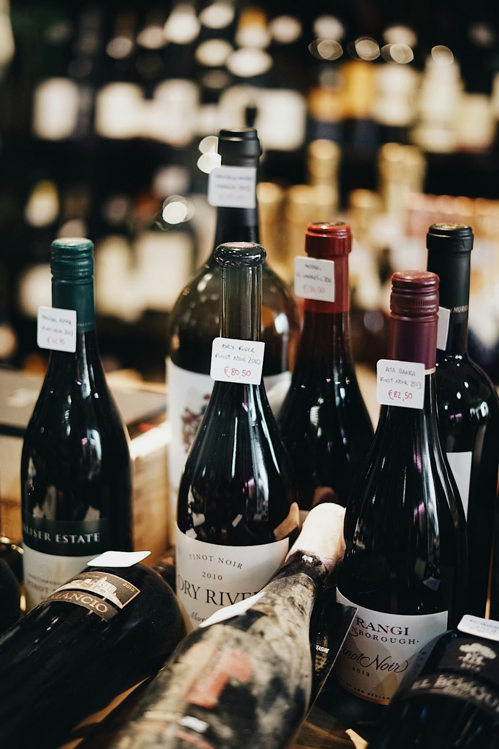 assorted-label glass wine bottle lot