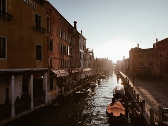 aerial view of grand canal near dock in Murano Italy