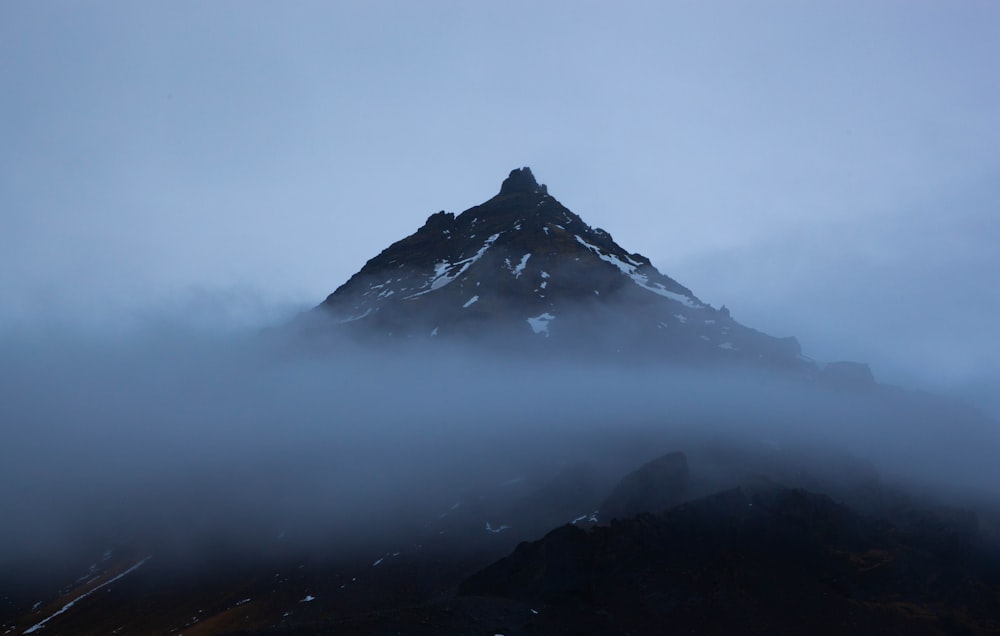 mountain with fog