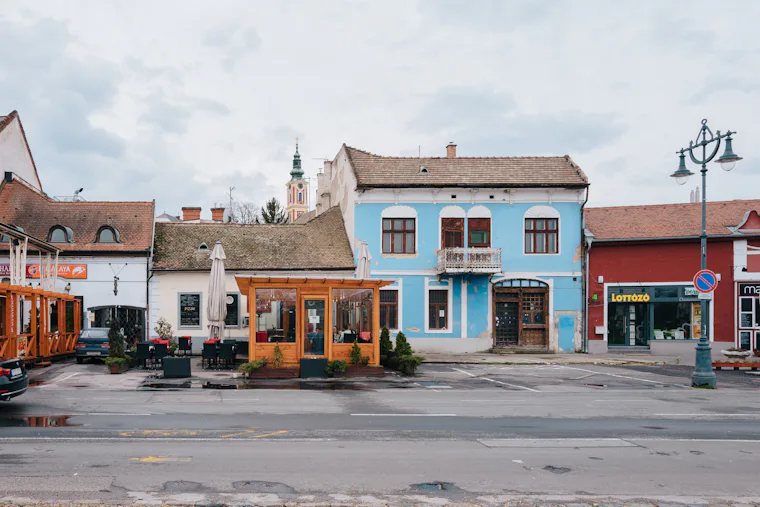 Storefront building on a small-town street