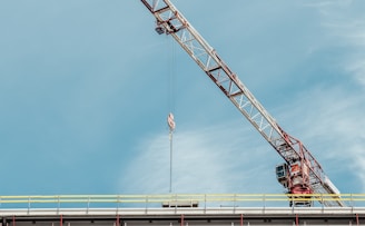 gray and brown crane on top of building