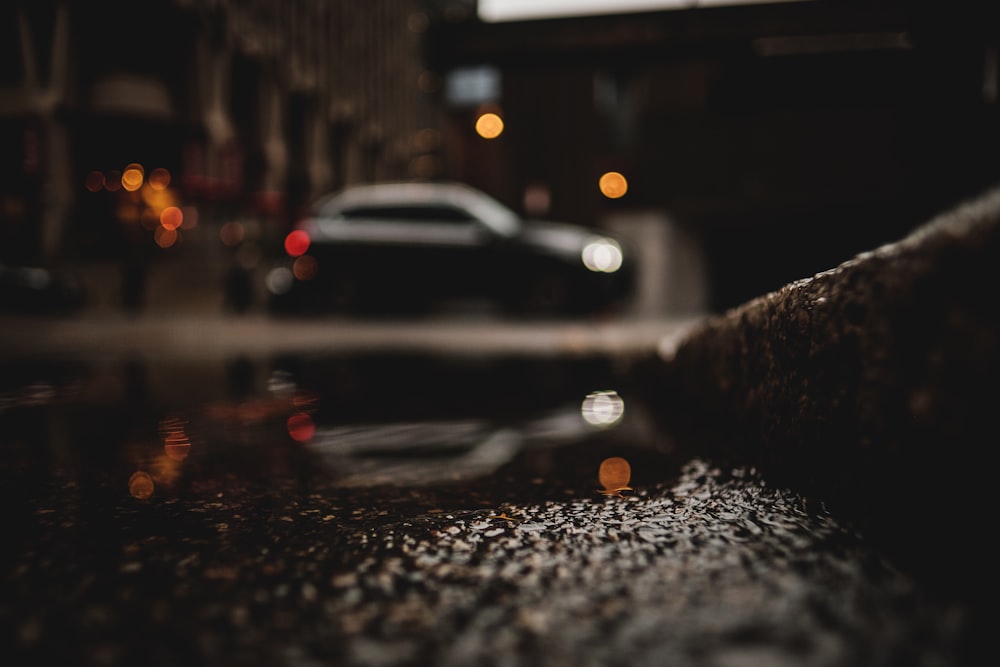 a car is parked on the side of the road