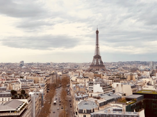 aerial photography of Eiffel Tower in L'Arc de Triomphe de l'Etoile France