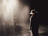 An artistic photo with dramatic lighting during a wedding ceremony.
