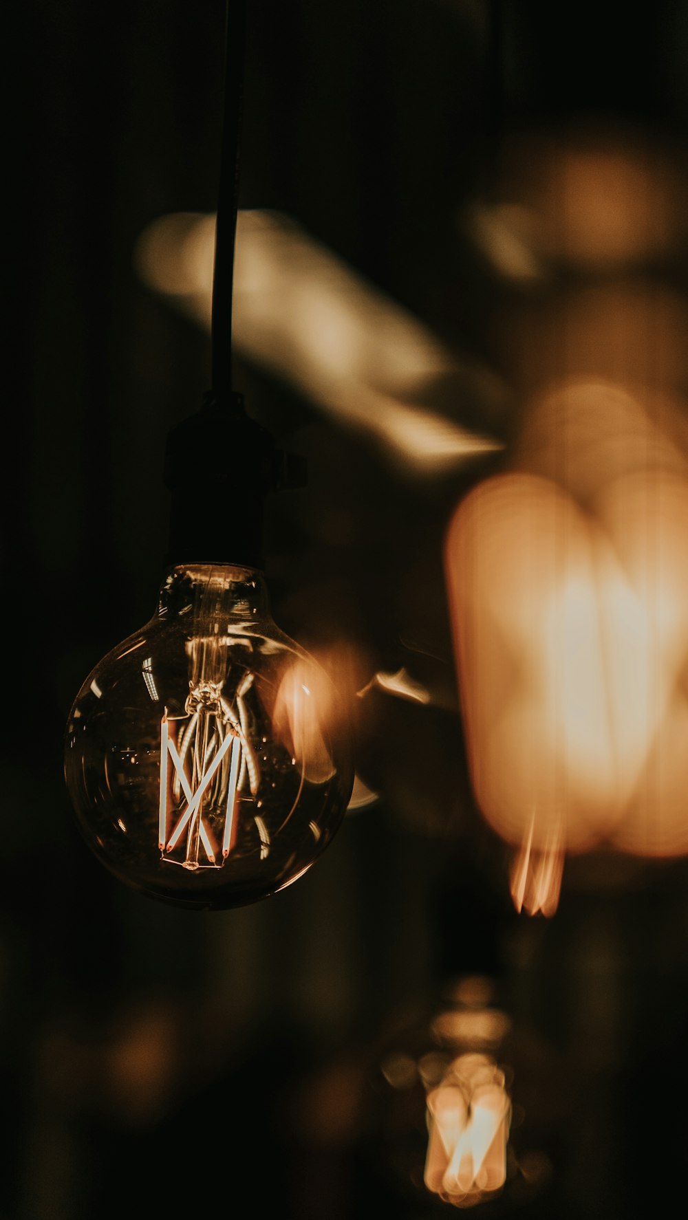 Foto de primer plano de la lámpara incandescente