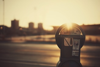 shallow depth of field photo of gray coin-operated parking meter