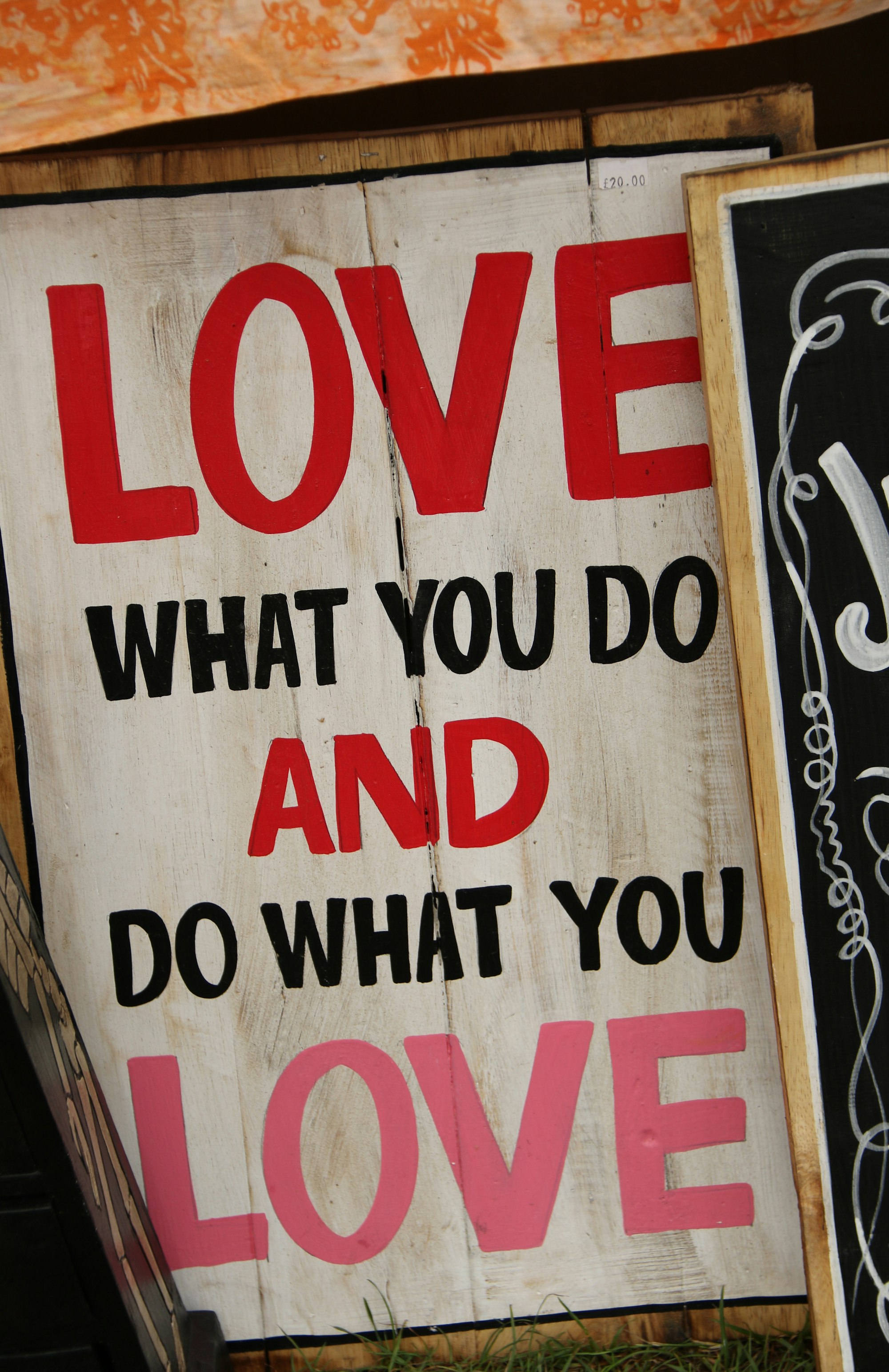A sign stating "Love what you do and do what you love" (Photo by Nick Fewings / Unsplash)
