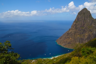 aerial photography of rocky mountain under cloudy sky st. lucia zoom background