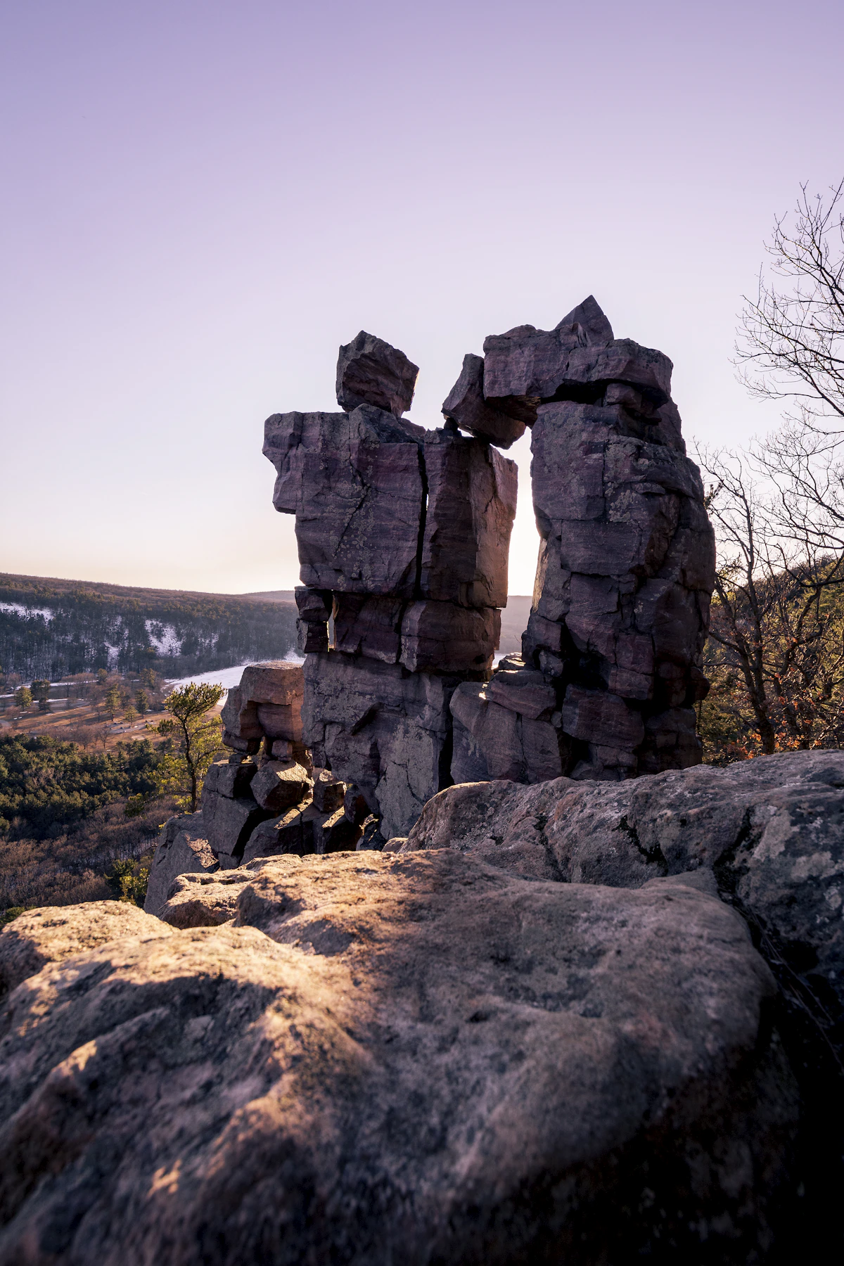 Quartzite bluffs and forested ridgelines around Devil's Lake State Park in south-central Wisconsin