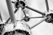 grayscale photo of molecular scale model