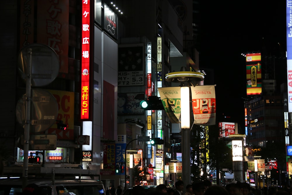 lighted high-rise building