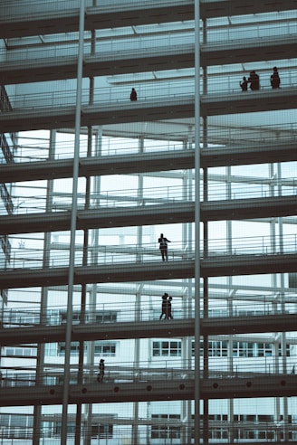 low-angle photography of people on building
