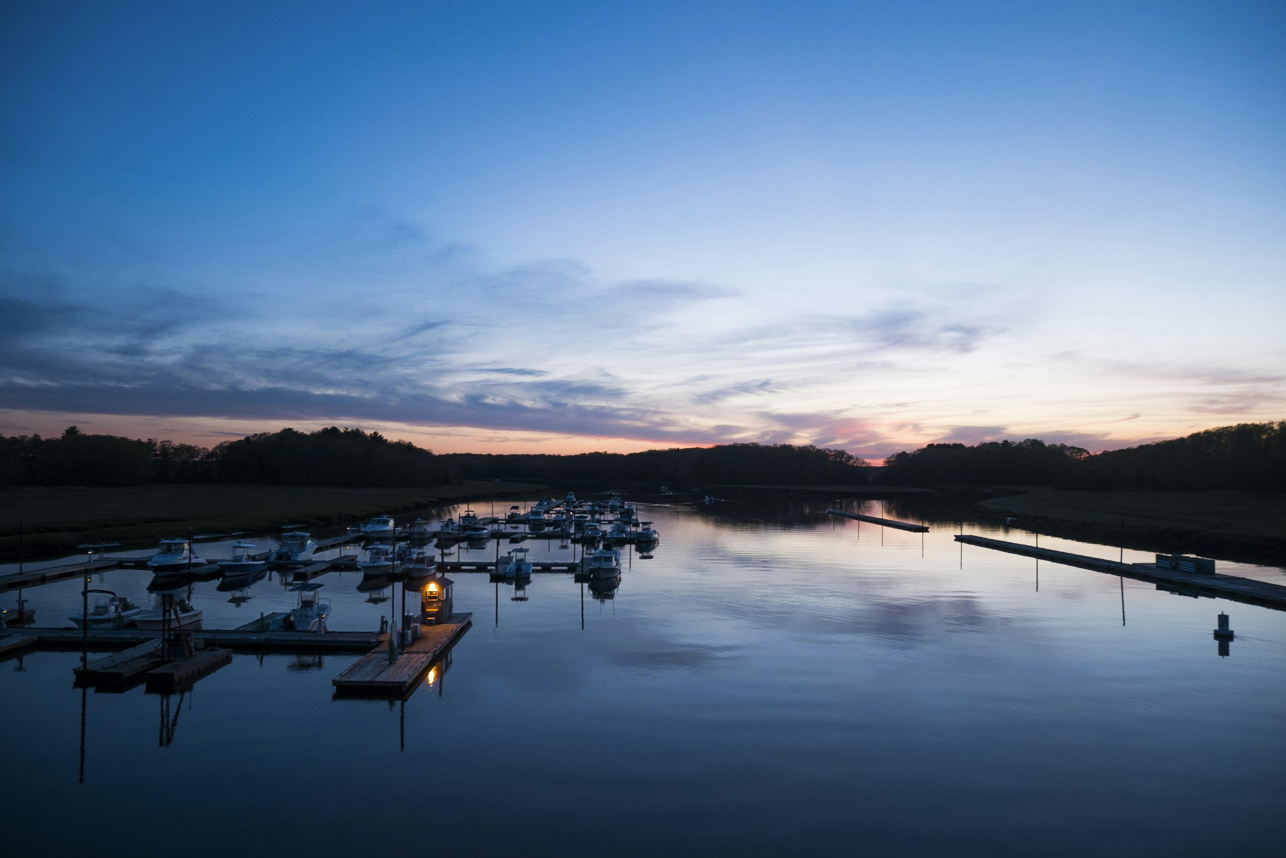 aerial photography of dock under blue sky