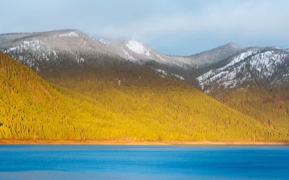 blue body of water near mountain during daytime