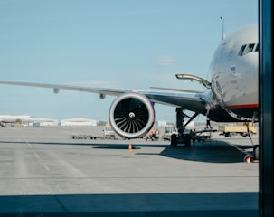 white airliner on runway