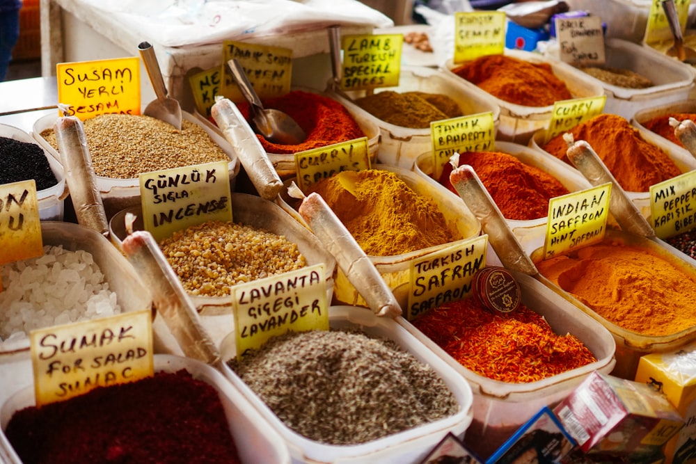 assorted-color spices