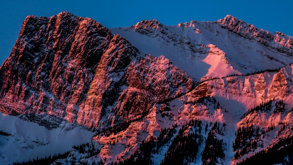 brown mountain covered by snow at daytime