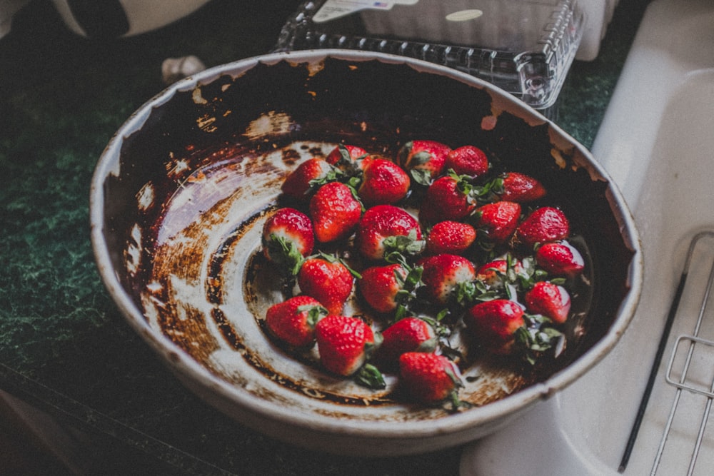 strawberries on tray