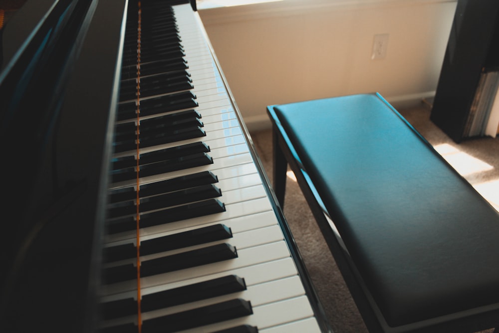 black upright piano