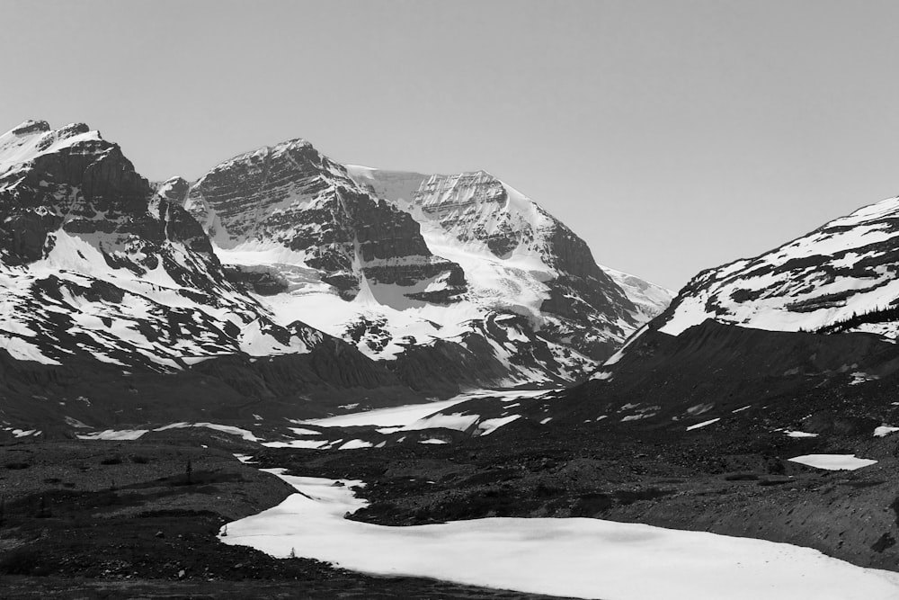 snowcoated mountain under gray sky