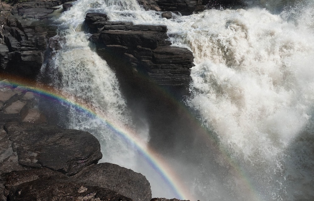 water falls and rainbow