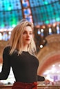 woman in black long-sleeved shirt