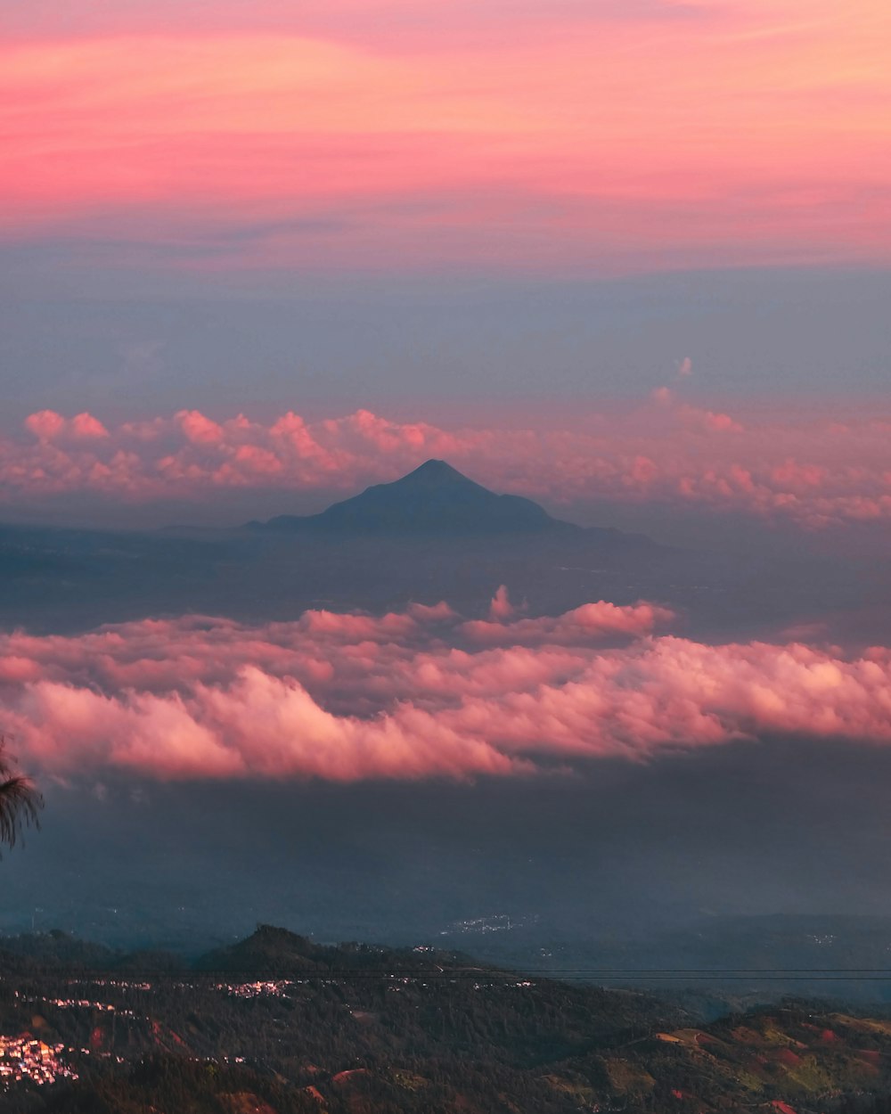 sea of clouds during golden hour