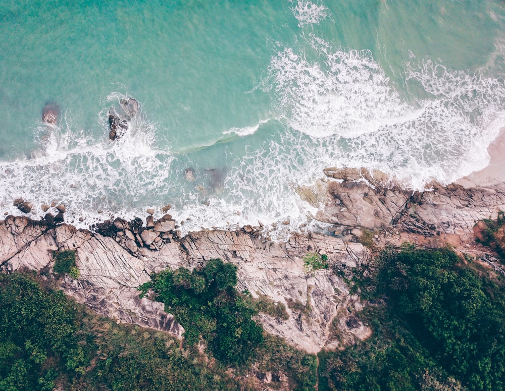 aerial view photography of sea waves