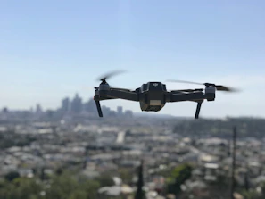 An eVTOL prototype poised on a city rooftop, hinting at future urban transport.