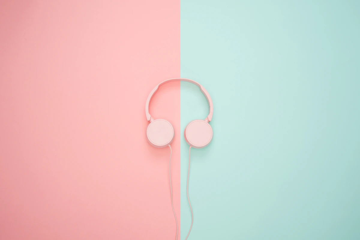 Listener wearing headphones
