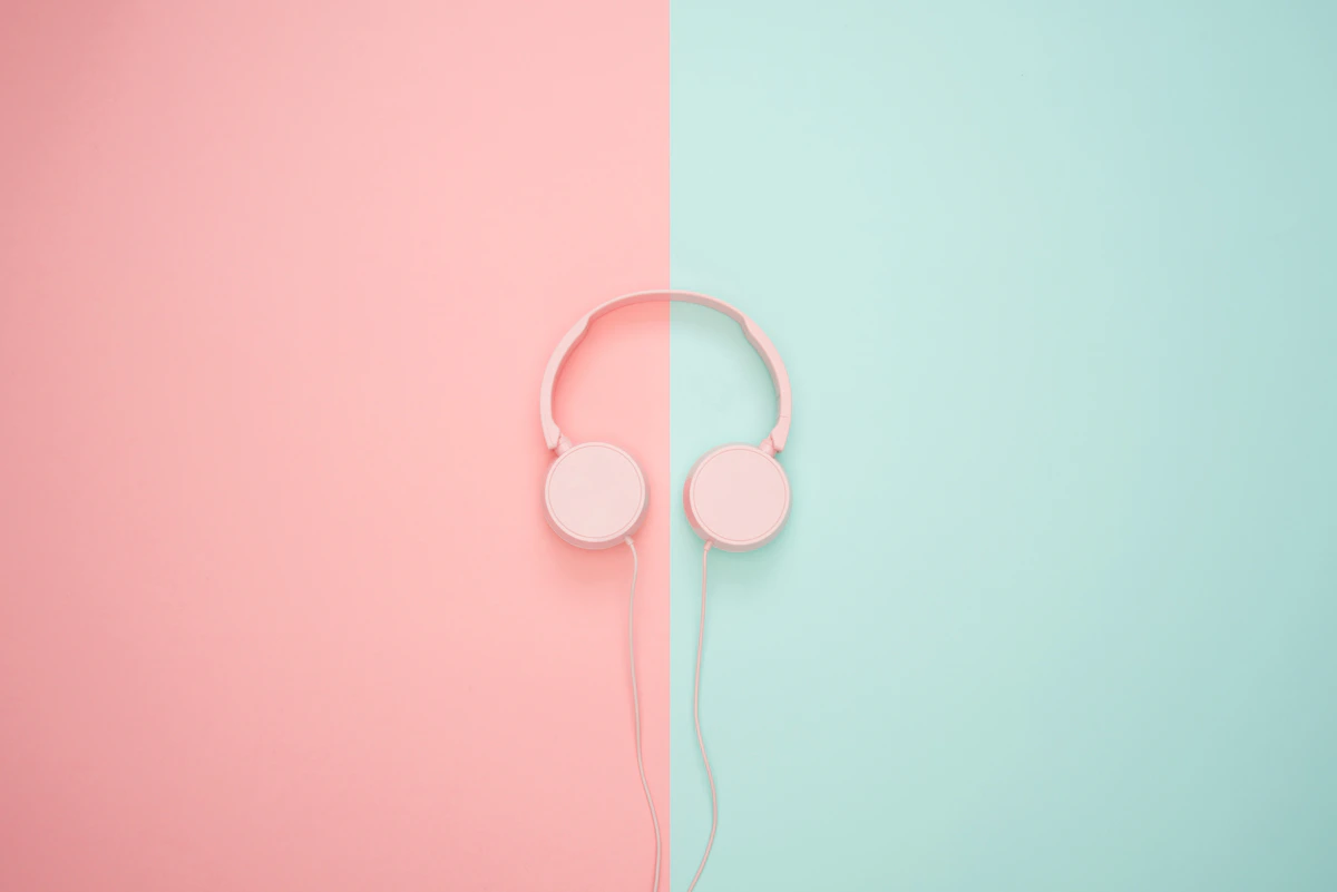 Person listening with headphones