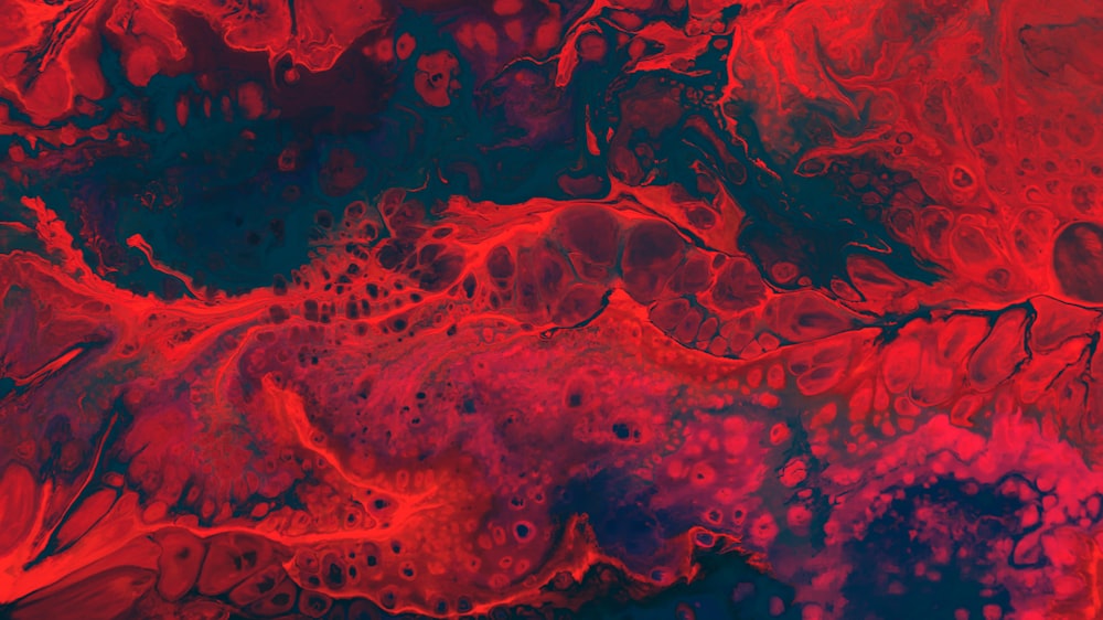 a red and blue abstract painting