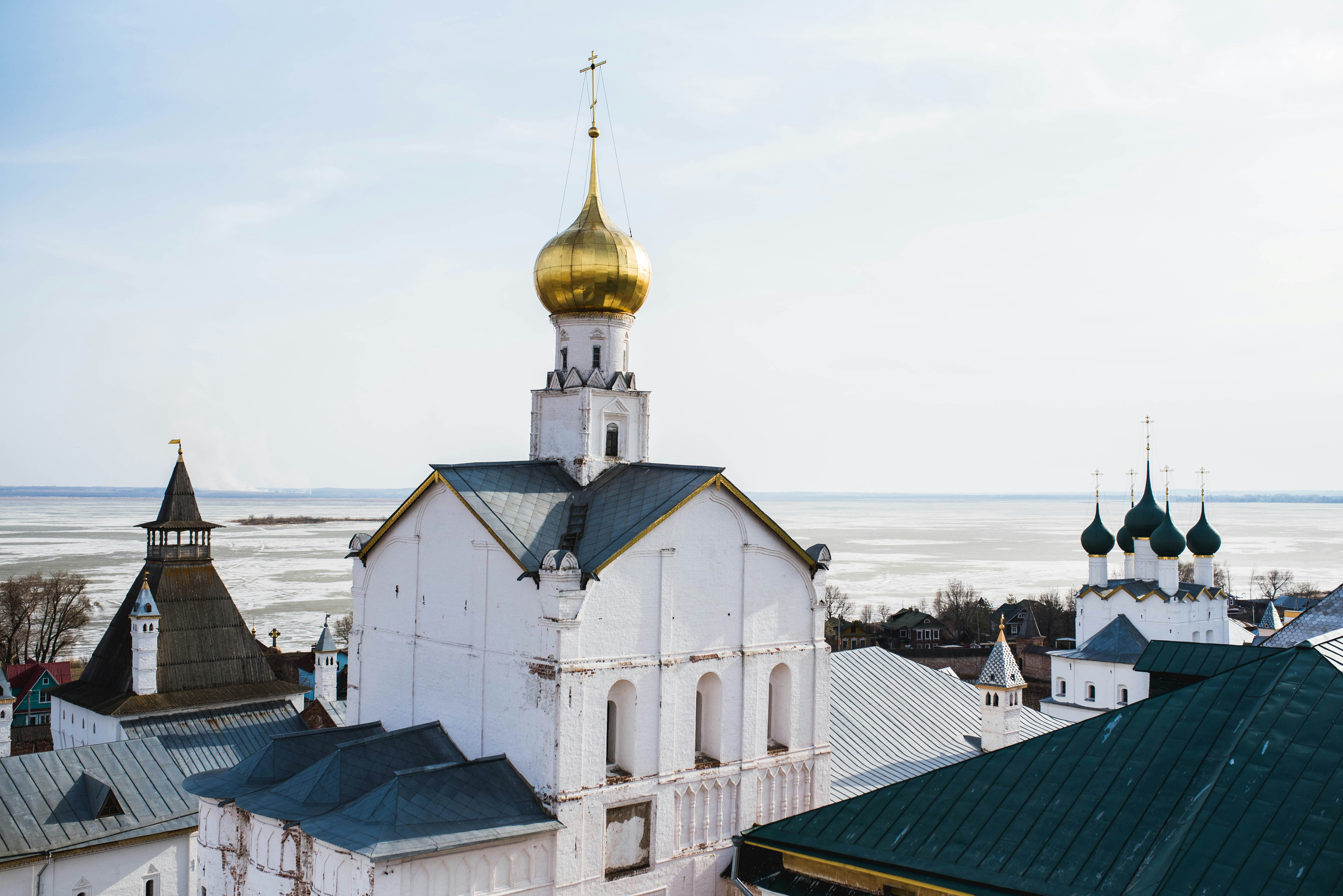 white and blue cathedral