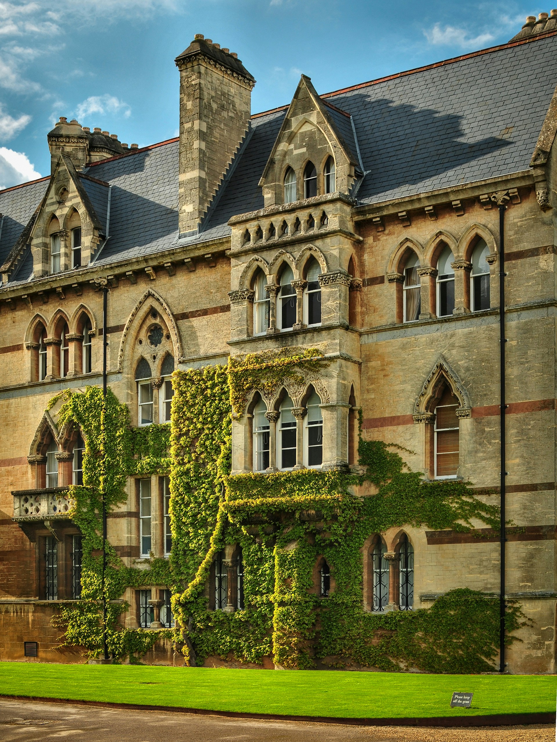 building with green grass