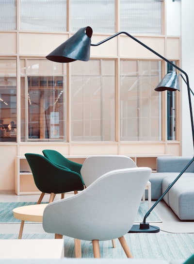 black floor lamp on living room sofa